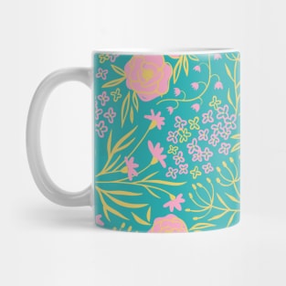 Tranquil Green Floral Pattern Mug